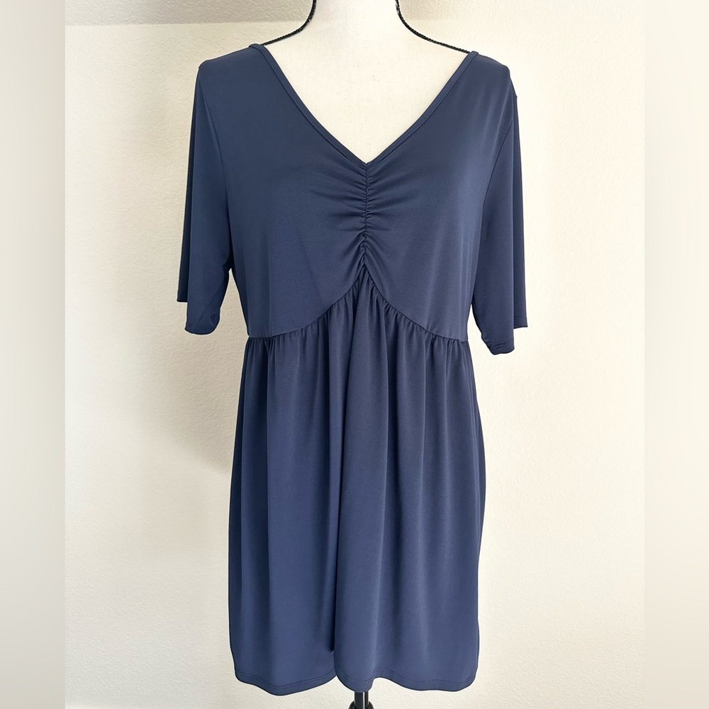 Torrid Size 1 Short Sleeve V Neck Navy Blue Midi Dress